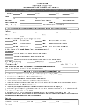 SUNY Potsdam Veterans Certification Request Form