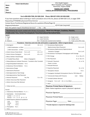 VCU Health Radiology Order Form