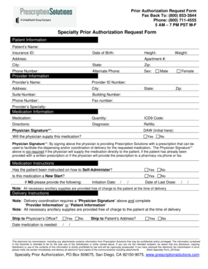 Specialty Prior Authorization Request Form