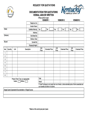 Request for Quotations Form