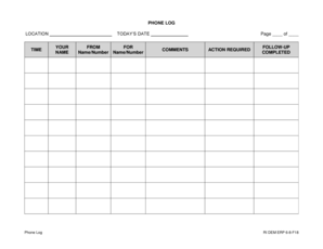 Phone Log Form