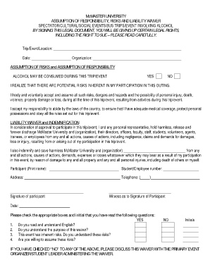 McMaster University Waiver Form