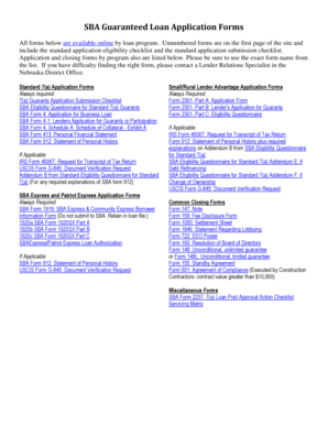 SBA Guaranteed Loan Application Forms