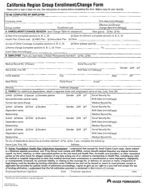 California Region Group Enrollment/Change Form