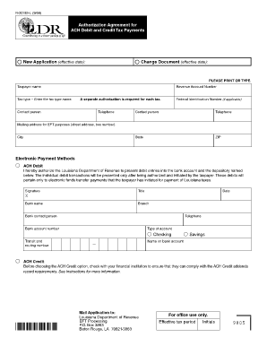 Louisiana ACH Debit and Credit Tax Payment Authorization