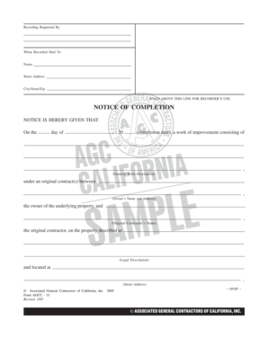 California Notice of Completion