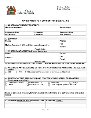Ontario Land Severance Application Form