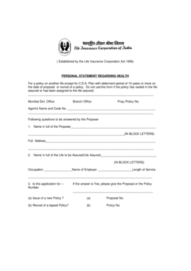 Life Insurance Health Declaration Form