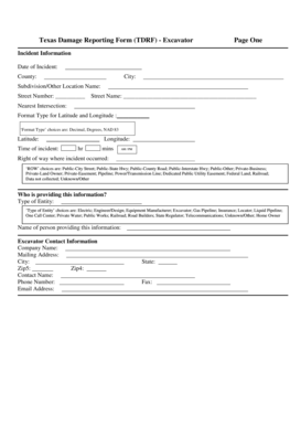 Texas Damage Reporting Form