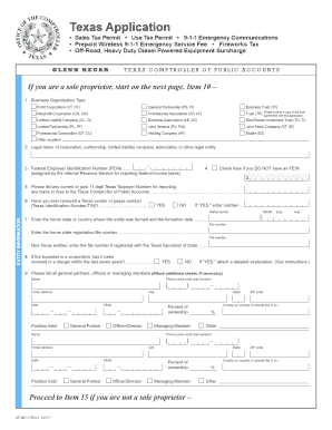 Texas Sales Tax Permit Application