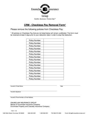 Checkless Pay Removal Form