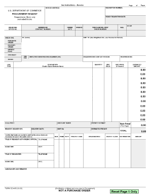 US Department of Commerce Procurement Request