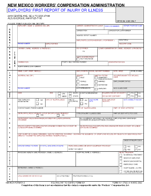 New Mexico Employer's First Report of Injury or Illness