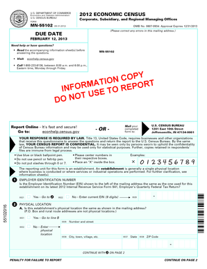 2012 Economic Census Form MN-55102