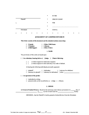 Judgment of Limited Divorce