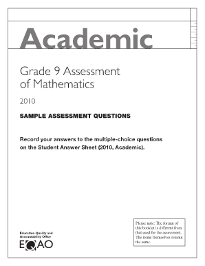 Grade 9 Mathematics Assessment