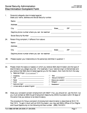 Social Security Discrimination Complaint Form
