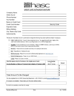 Credit Card Authorization Form