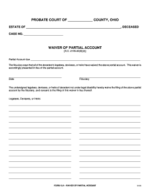 Ohio Waiver of Partial Account Form