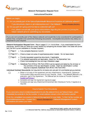Optum Network Participation Request Form