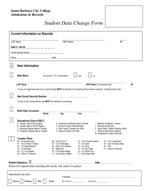 Student Data Change Form