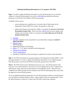 Ds 5504 form filler - Updating Identifying Information in a U.S. passport, (DS-5504) Step ... - corporateservices noaa