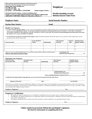 Flexible Spending Account Reimbursement Claim Form
