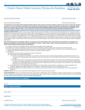 Dealer’s Motor Vehicle Inventory Election for Property Tax