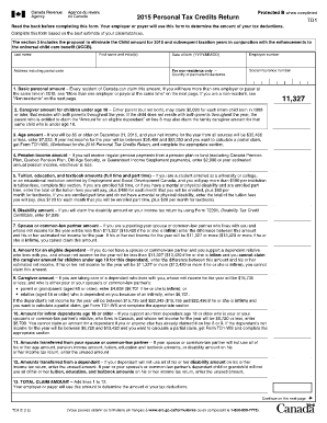 2015 Canadian Personal Tax Credits Return TD1