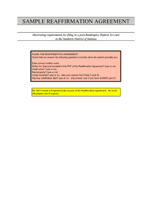 Reaffirmation Agreement Form 240A