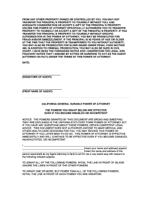 California General Durable Power of Attorney