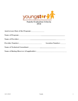 YoungStar Family Child Care Evaluation Criteria