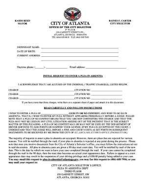 Initial Request to Enter a Plea in Absentia