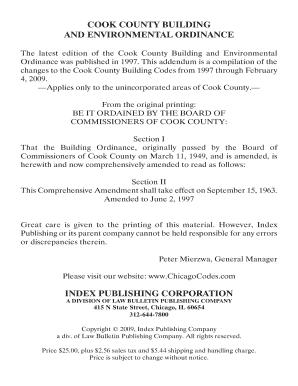 Fillable Online COOK COUNTY BUILDING AND ENVIRONMENTAL ORDINANCE ...