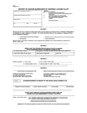 Georgia License Plate Surrender Form