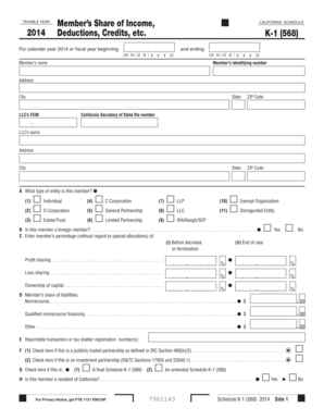 California Schedule K-1 (568) Form
