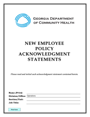 New Employee Policy Acknowledgment Form