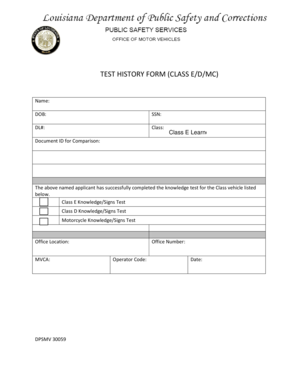 Driver's License Knowledge Test Form