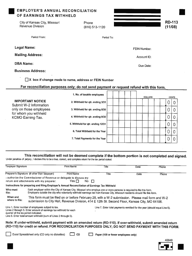 Tax form RD-113 Preview on Page 1.