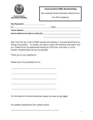 Non-Residential Tenant Benchmarking Form