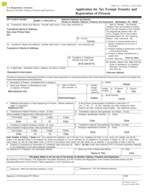 ATF Form 5 Tax Exempt Firearm Transfer
