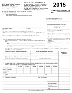 California Apartment House Property Statement