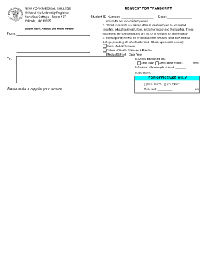 New York Medical College Transcript Request Form