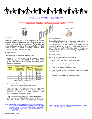 California CalWORKs and General Relief Application