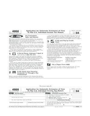 20 Printable Irs Form 4868 Templates - Fillable Samples in ...