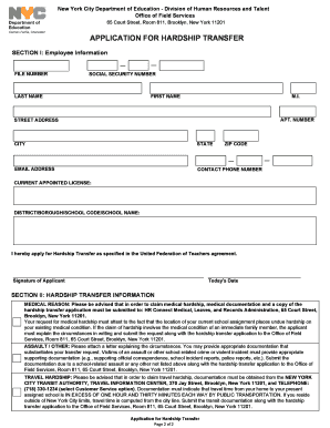 Application for Hardship Transfer