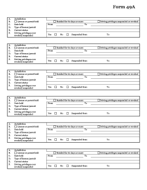 Form 49A Driver License History