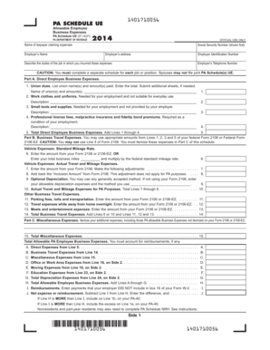 PA Schedule UE Allowable Employee Business Expenses