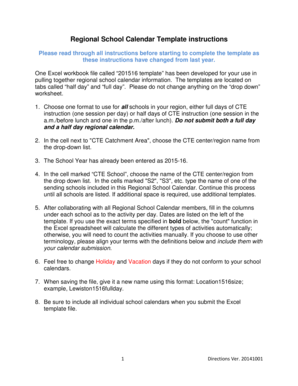 Regional School Calendar Template instructions - Maine.gov - maine