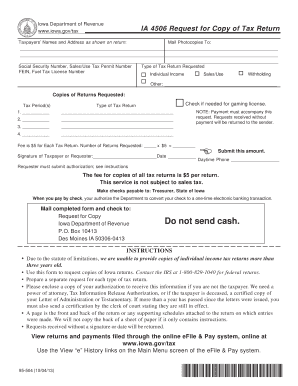 Iowa Tax Return Copy Request Form